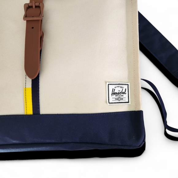 HERSCHEL SUPPLY CO. unisex cream navy colorblock City Mid Volume backpack - Picture 4 of 16